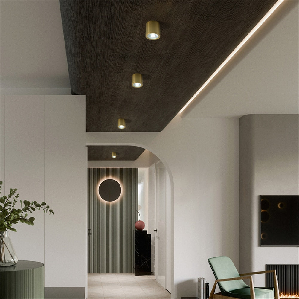 Spot Lumineux Plafond Cylindrique Moderne - Tarm Doré