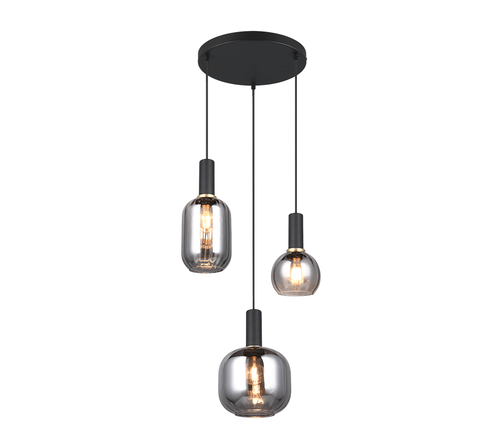 Suspension 3 lampes en verre pour salon