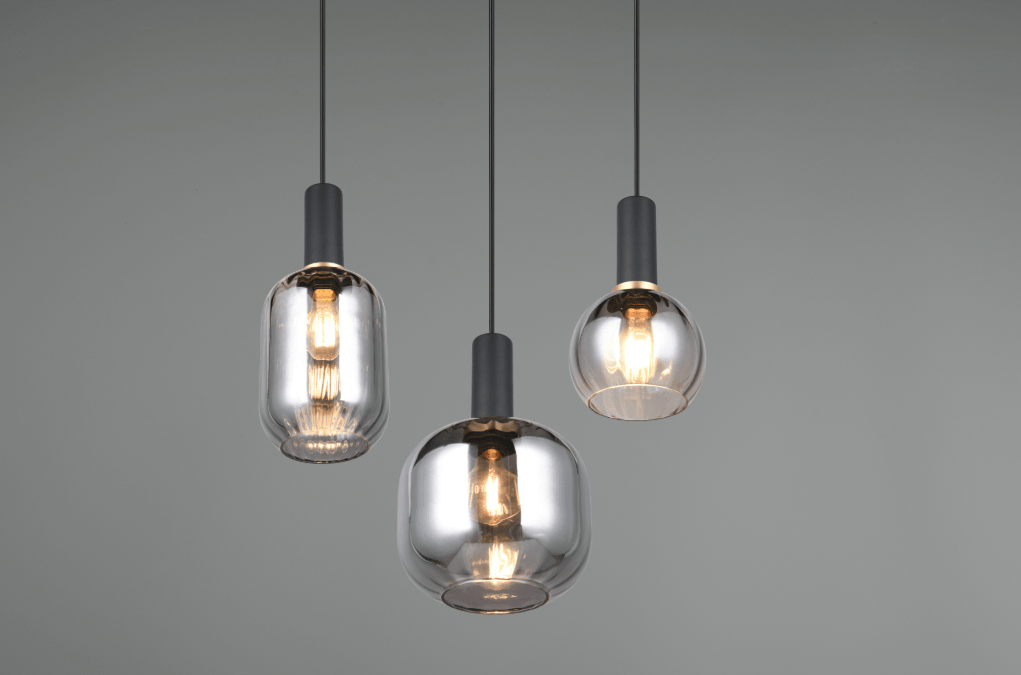 Suspension 3 lampes en verre pour salon