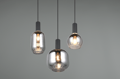 Suspension 3 lampes en verre pour salon