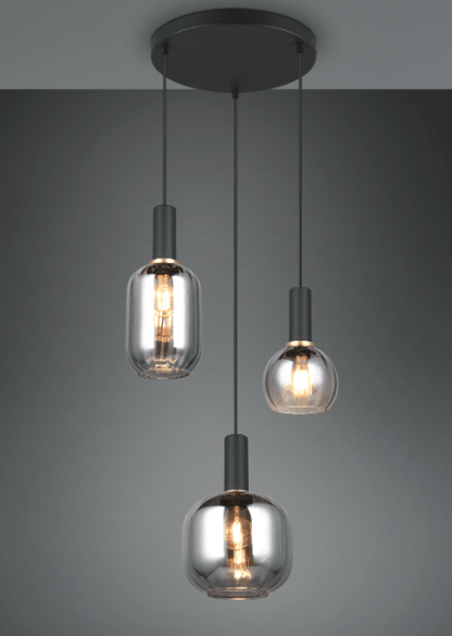 Suspension 3 lampes en verre pour salon