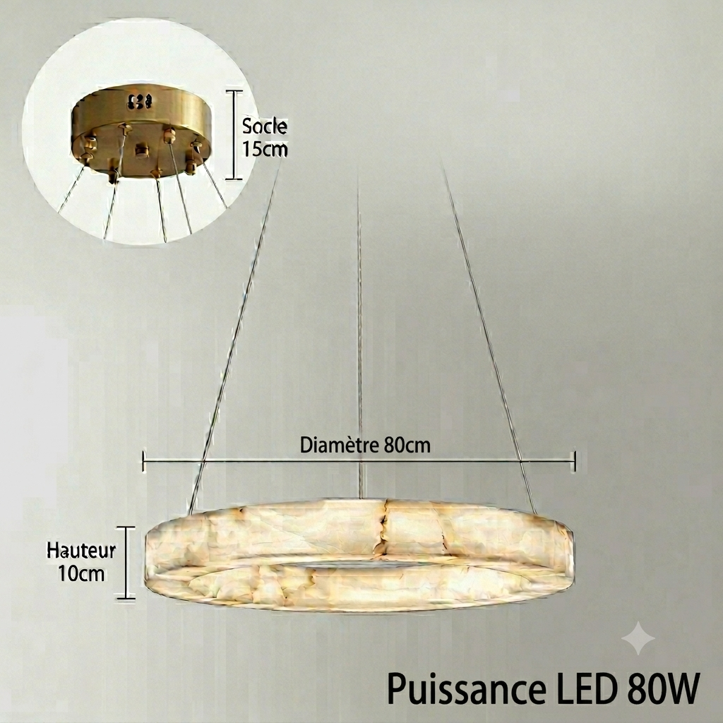 Suspension Anneaux LED Marbre