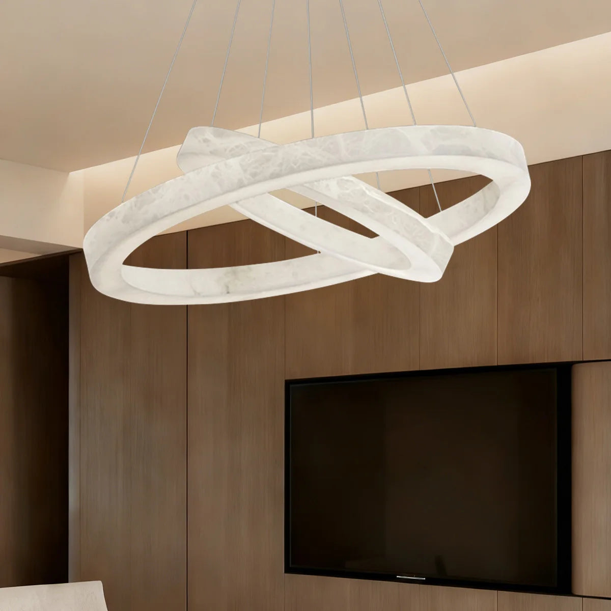 Suspension Anneaux LED Marbre