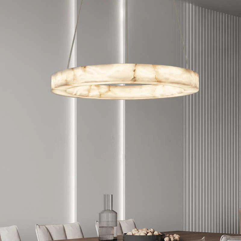Suspension Anneaux LED Marbre