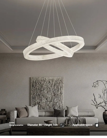 Suspension Anneaux LED Marbre