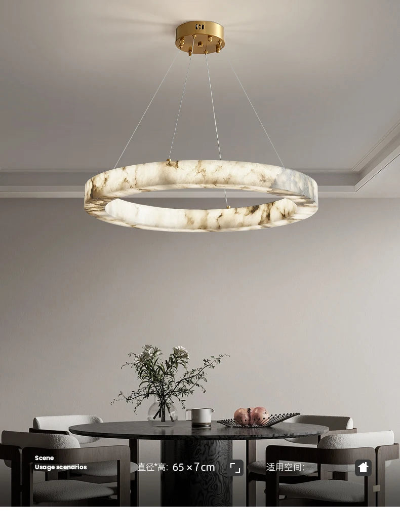 Suspension Anneaux LED Marbre