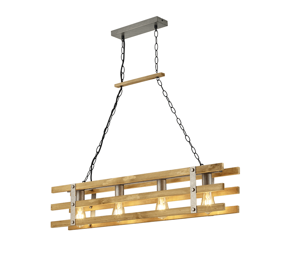 Suspension Bois - Style Industriel Usine