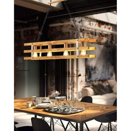 Suspension Bois - Style Industriel Usine