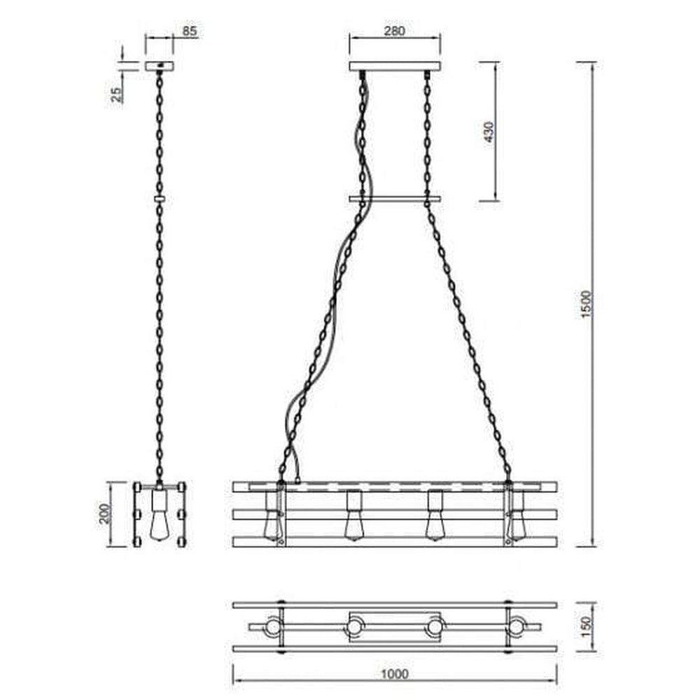 Suspension Bois - Style Industriel Usine