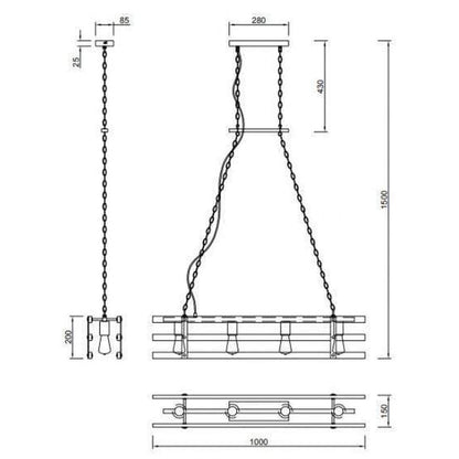 Suspension Bois - Style Industriel Usine