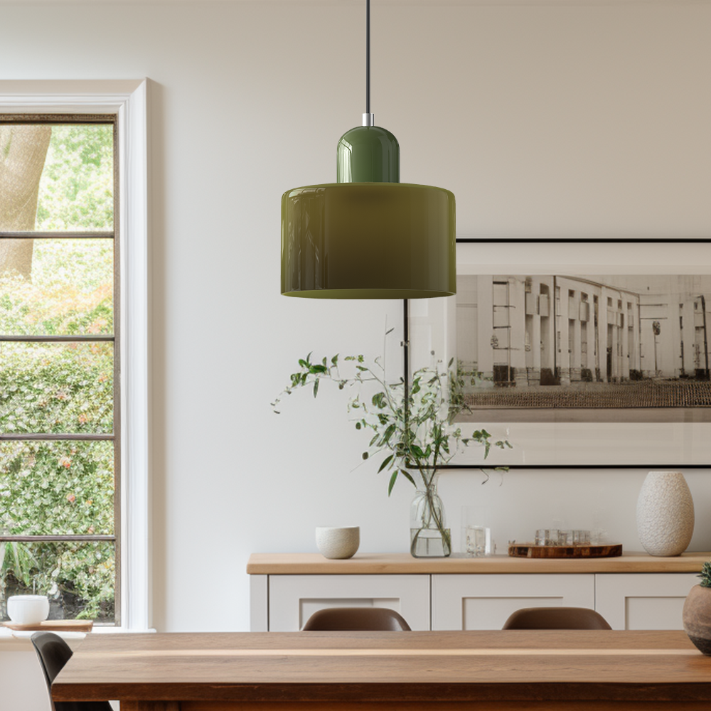 Suspension Cylindrique Style Bauhaus Verre