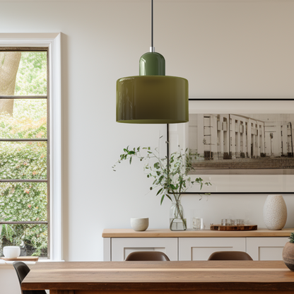 Suspension Cylindrique Style Bauhaus Verre