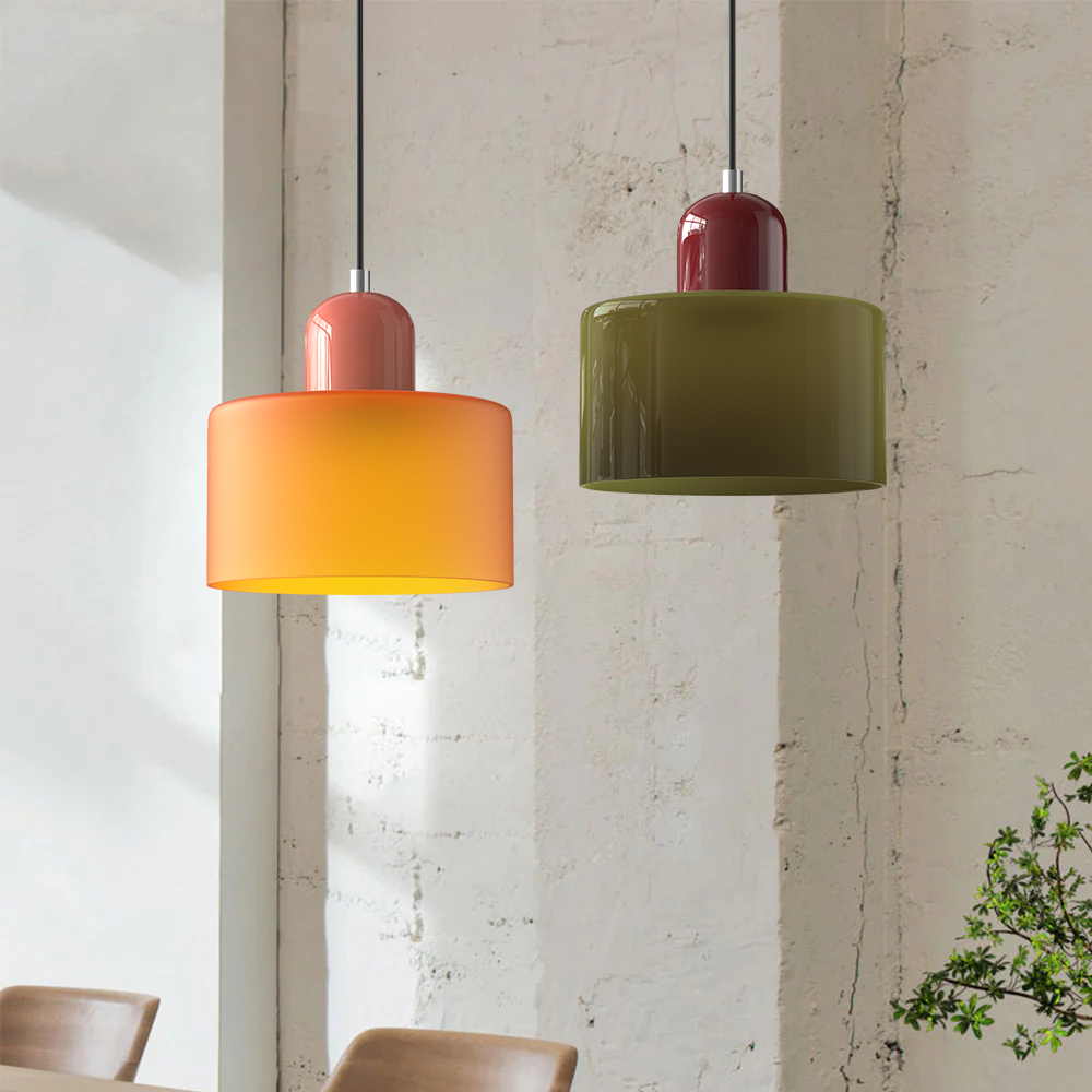 Suspension Cylindrique Style Bauhaus Verre