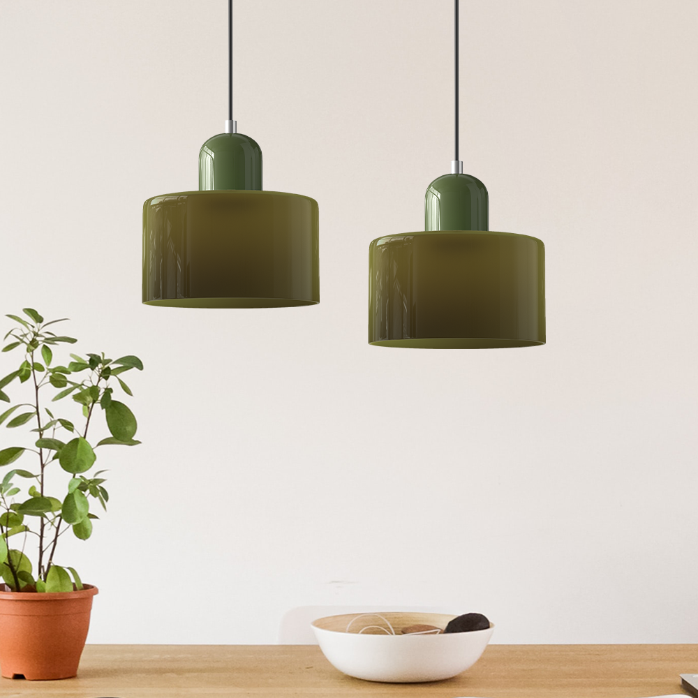 Suspension Cylindrique Style Bauhaus Verre
