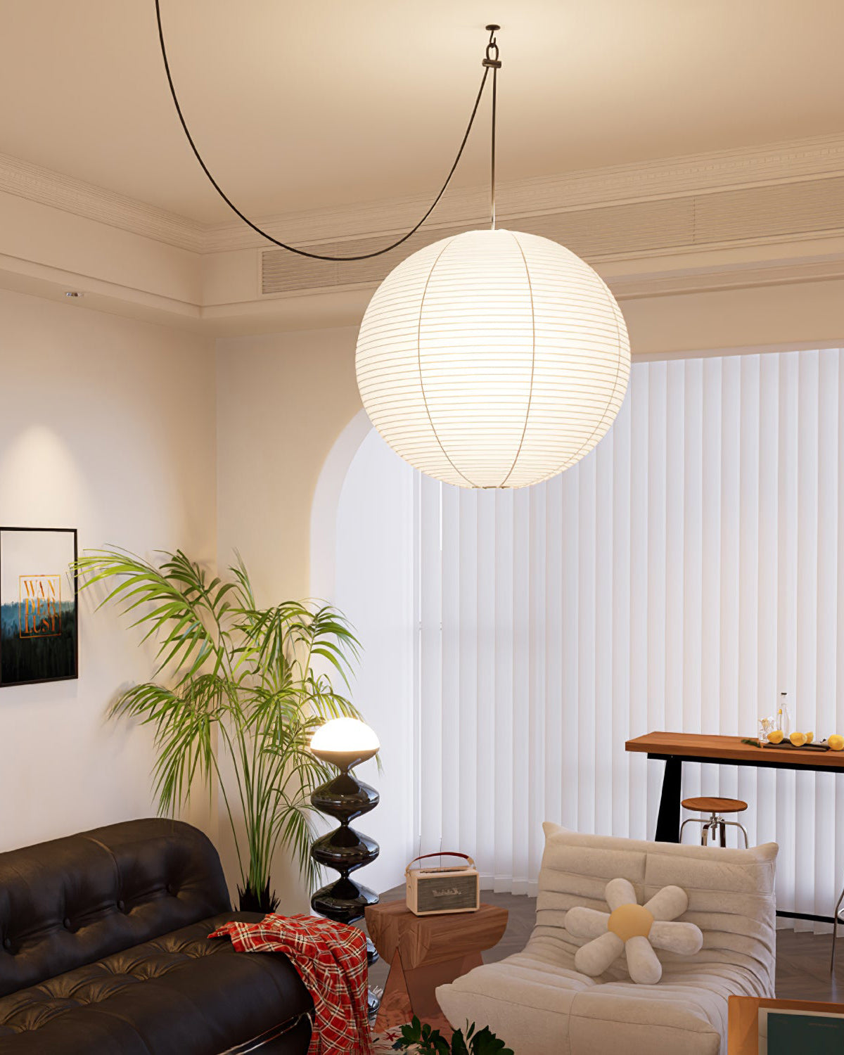 Suspension – Globe de Soie Japandi