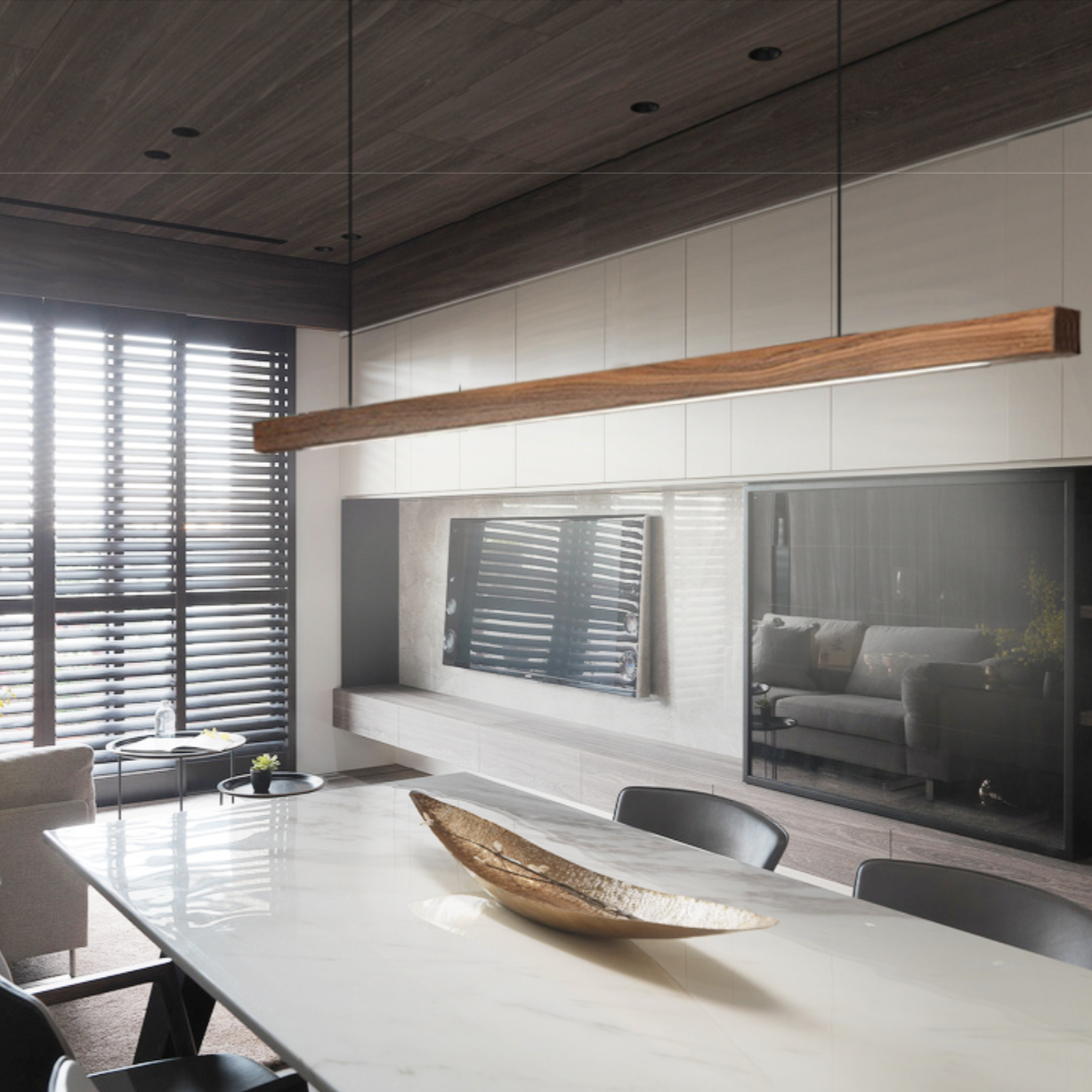 Suspension LED en Bois Allongé