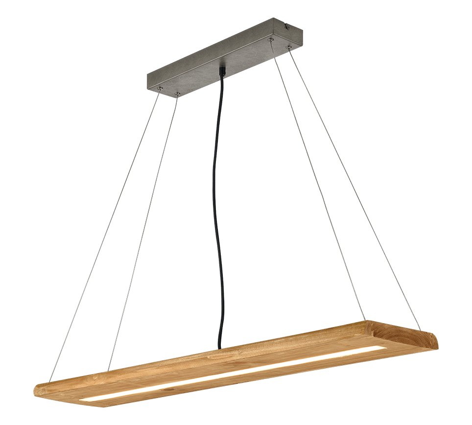 Suspension LED longue en bois rectangulaire - style scandinave pour table à manger