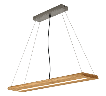 Suspension LED longue en bois rectangulaire - style scandinave pour table à manger