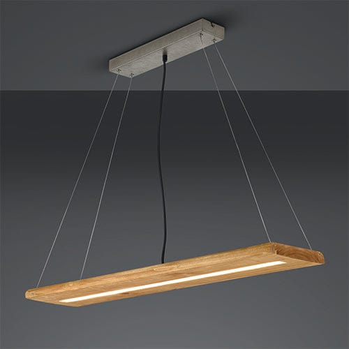 Suspension LED longue en bois rectangulaire - style scandinave pour table à manger