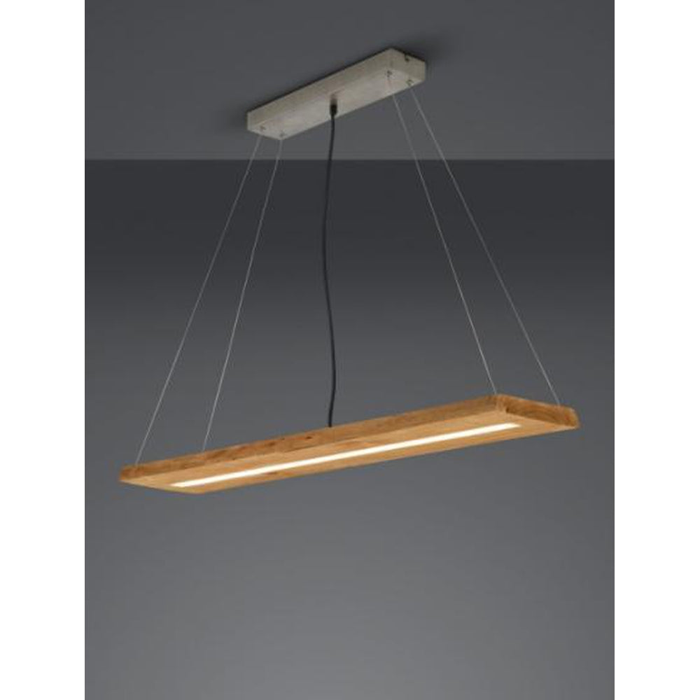 Suspension LED longue en bois rectangulaire - style scandinave pour table à manger