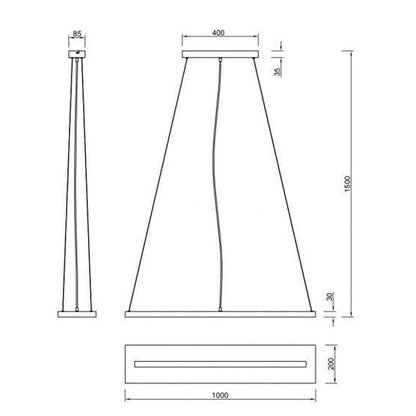Suspension LED longue en bois rectangulaire - style scandinave pour table à manger