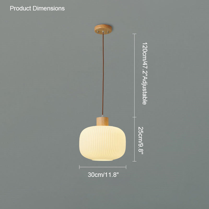 Suspension Lanterne en Verre Laiteux Côtélé