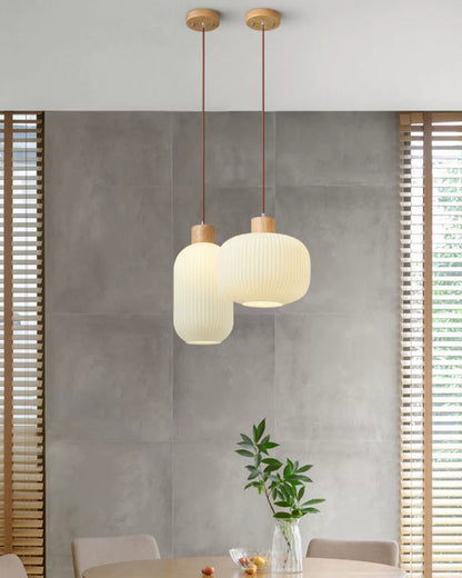 Suspension Lanterne en Verre Laiteux Côtélé