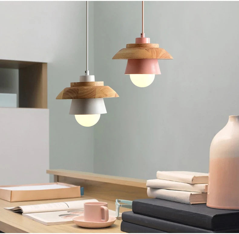 Suspension Macaron Scandinave - Finition Bois