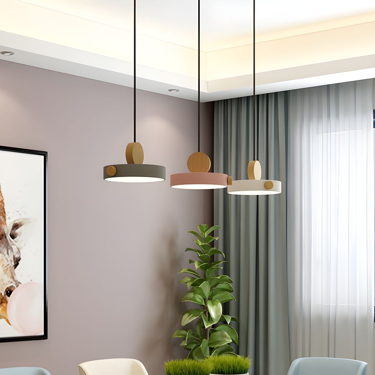 Suspension Moderne LED Colorée - RoundWood