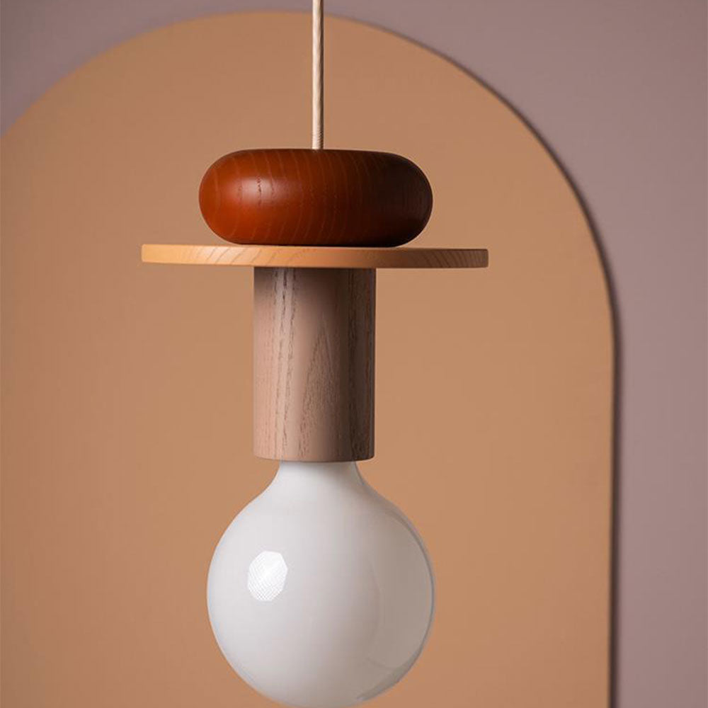 Suspension Moderne en Bois Coloré - Luminova