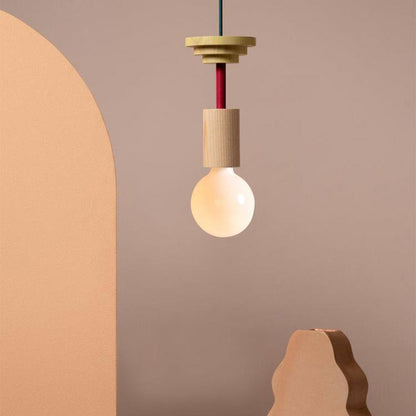 Suspension Moderne en Bois Coloré - Luminova