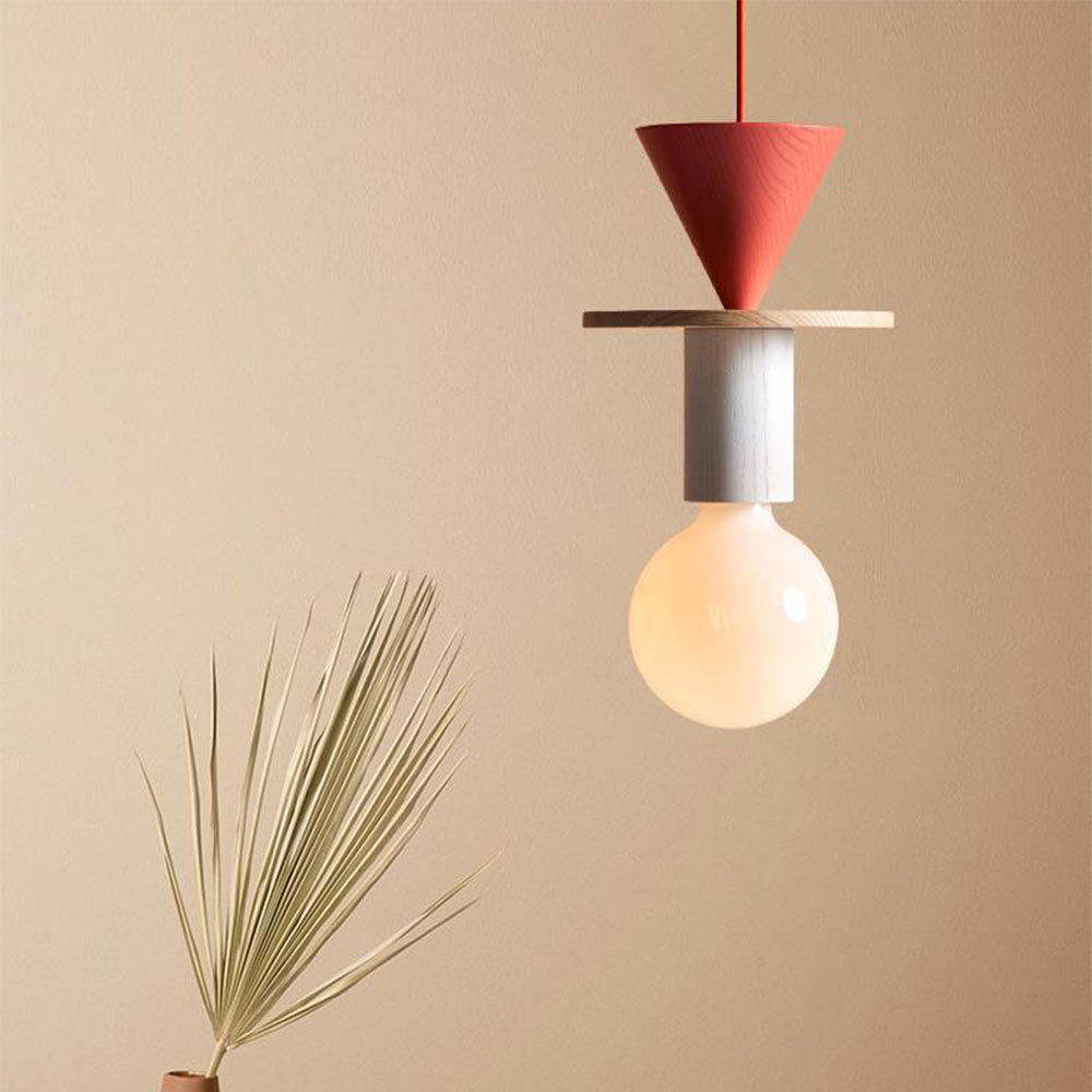Suspension Moderne en Bois Coloré - Luminova