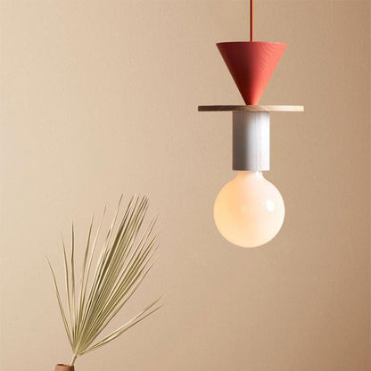 Suspension Moderne en Bois Coloré - Luminova