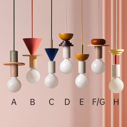 Suspension Moderne en Bois Coloré - Luminova