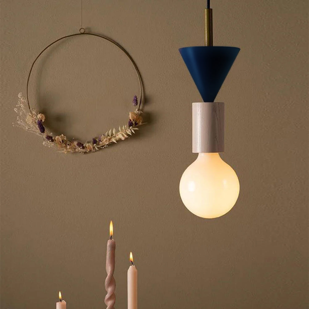 Suspension Moderne en Bois Coloré - Luminova