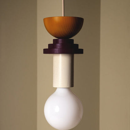 Suspension Moderne en Bois Coloré - Luminova