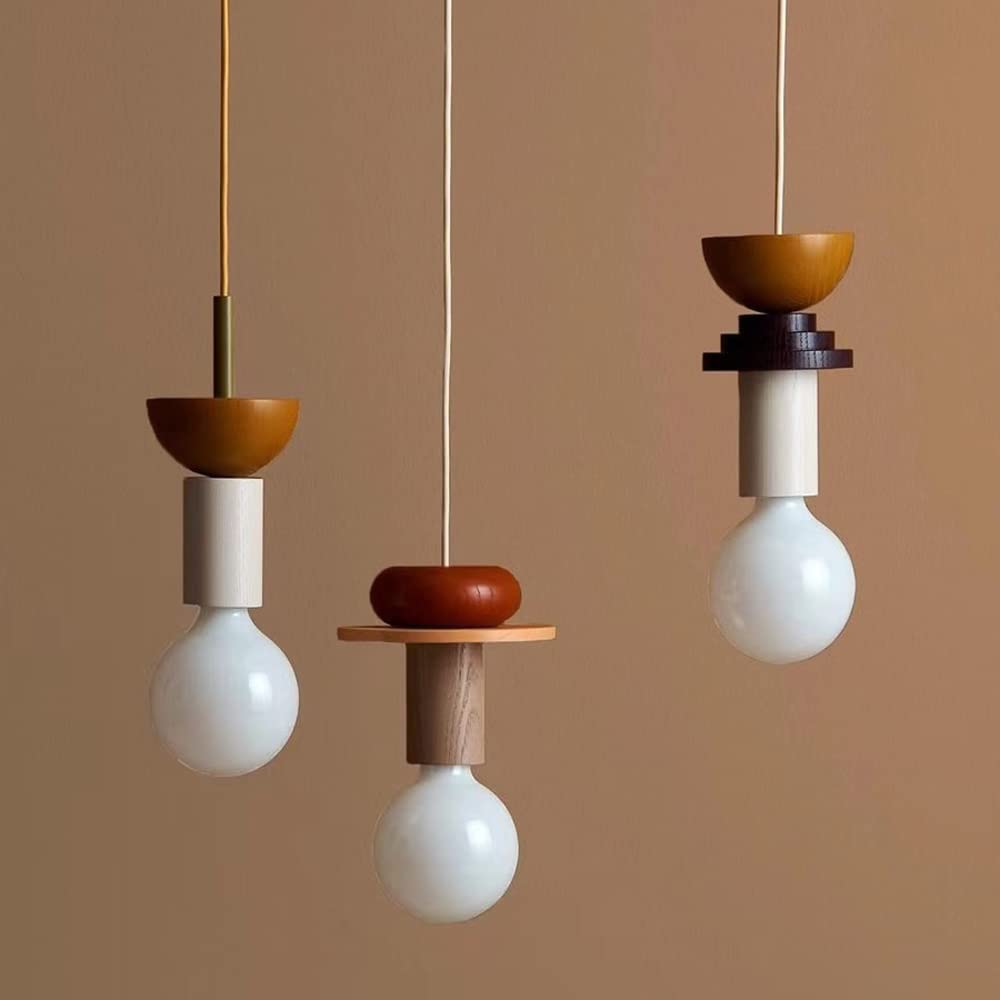 Suspension Moderne en Bois Coloré - Luminova