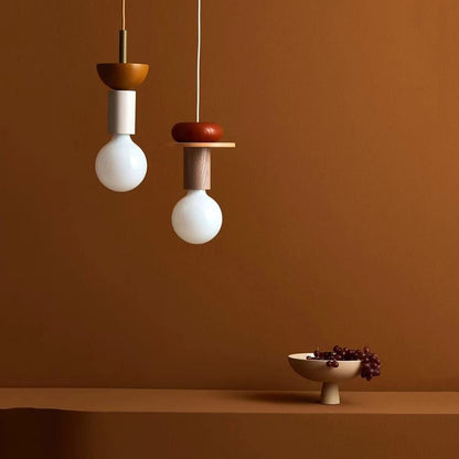 Suspension Moderne en Bois Coloré - Luminova
