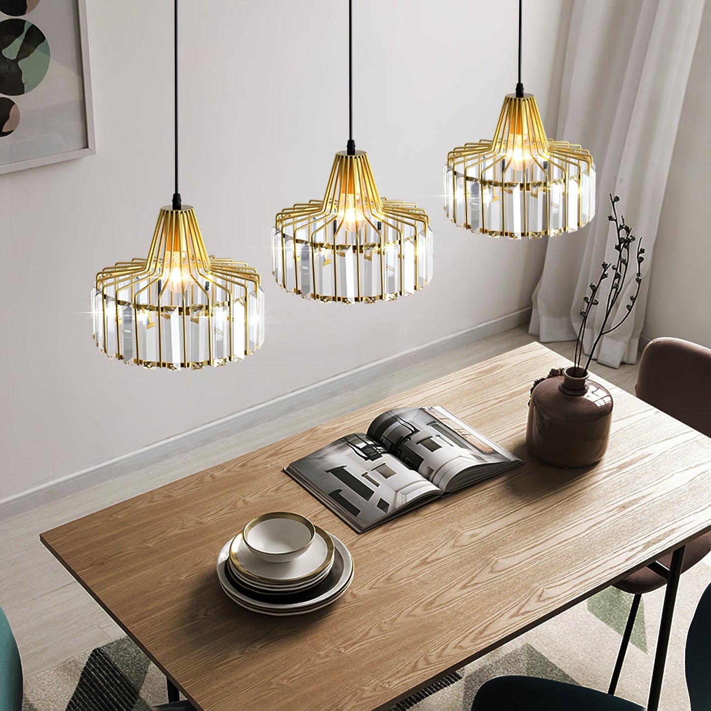 Suspension Moderne en Cristal Noir - Luxoria