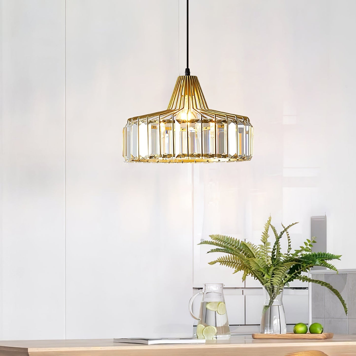 Suspension Moderne en Cristal Noir - Luxoria