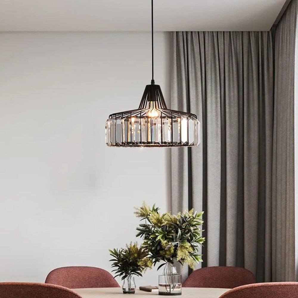 Suspension Moderne en Cristal Noir - Luxoria