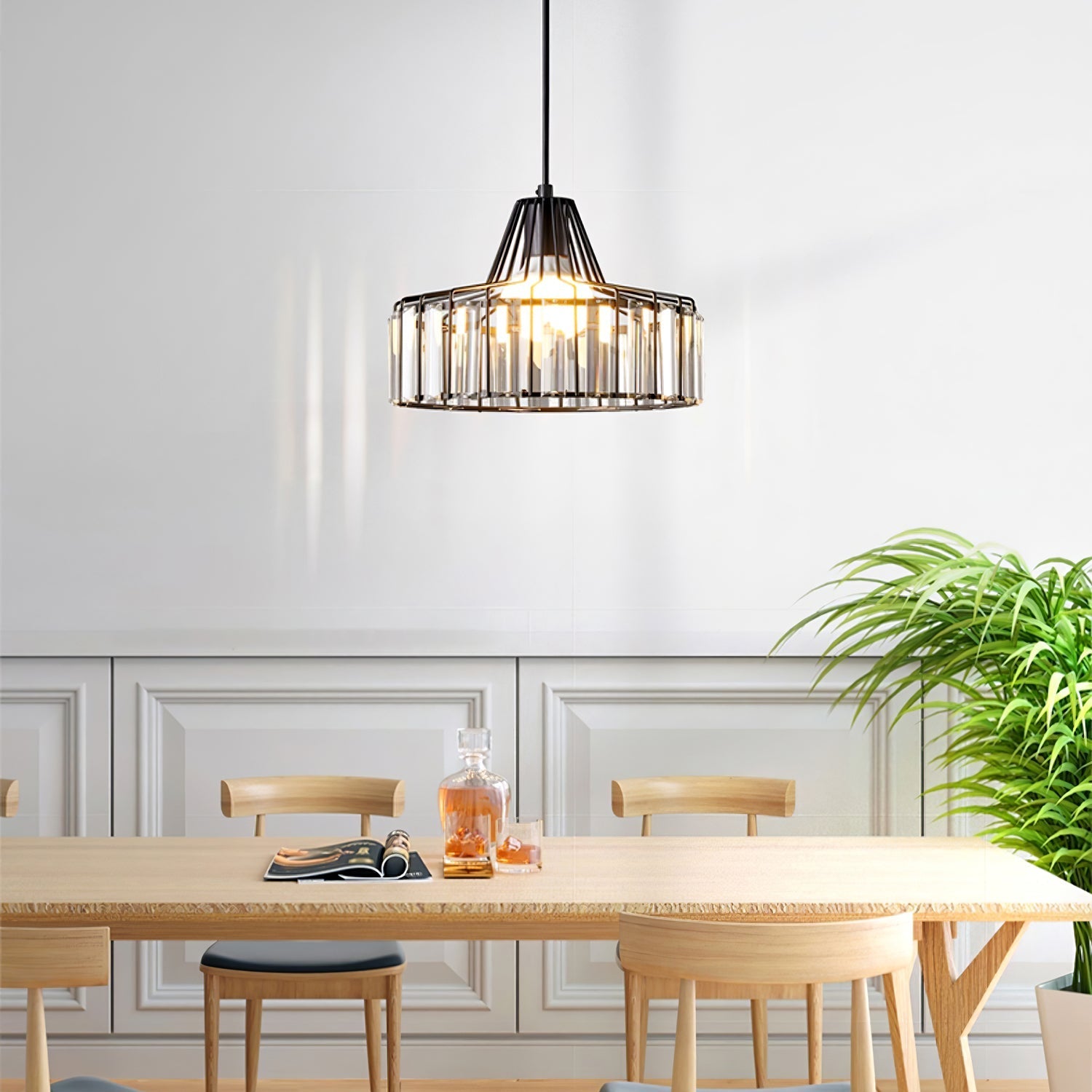 Suspension Moderne en Cristal Noir - Luxoria