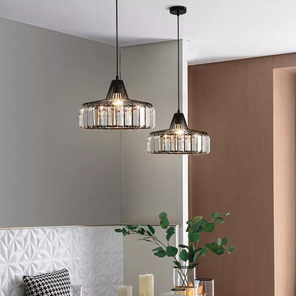 Suspension Moderne en Cristal Noir - Luxoria