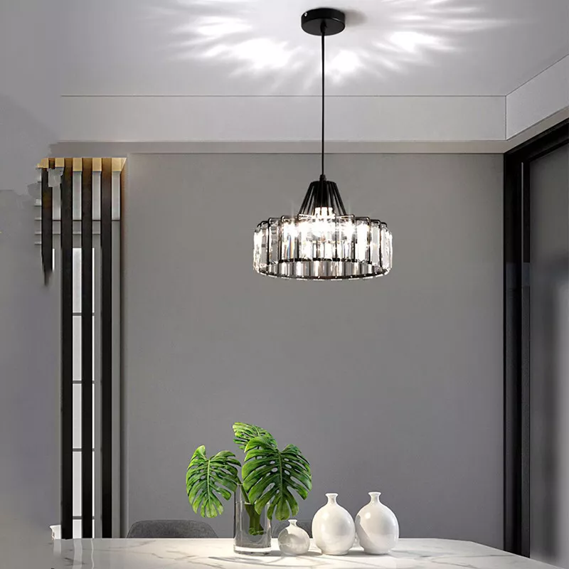 Suspension Moderne en Cristal Noir - Luxoria