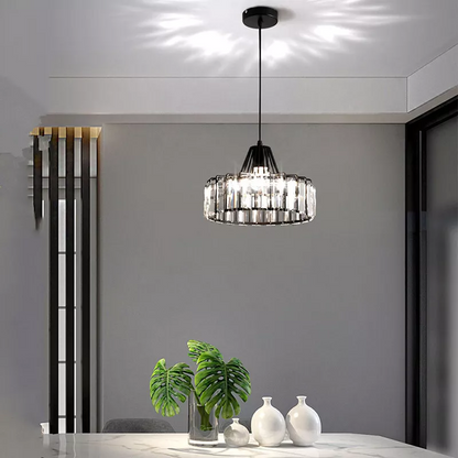 Suspension Moderne en Cristal Noir - Luxoria