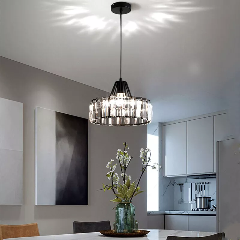 Suspension Moderne en Cristal Noir - Luxoria