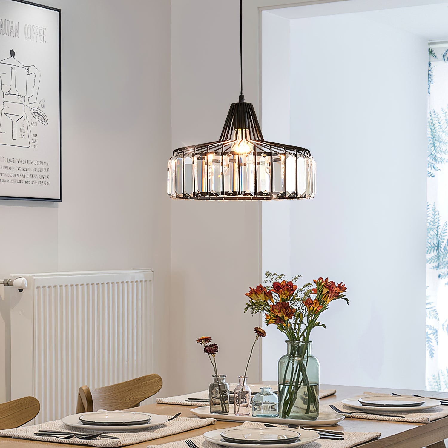 Suspension Moderne en Cristal Noir - Luxoria