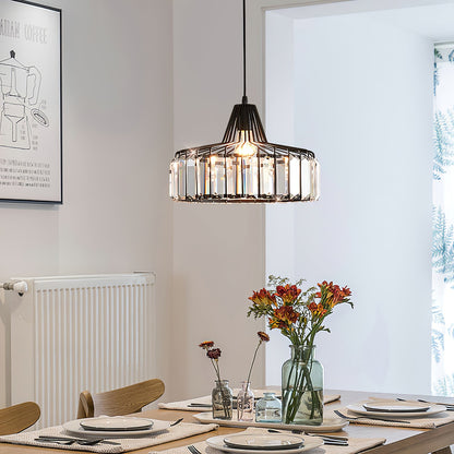 Suspension Moderne en Cristal Noir - Luxoria