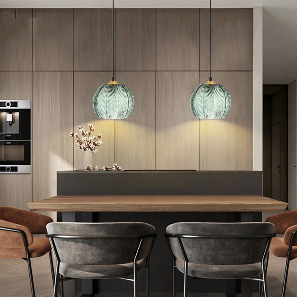 Suspension Moderne en Verre Vert - Liora