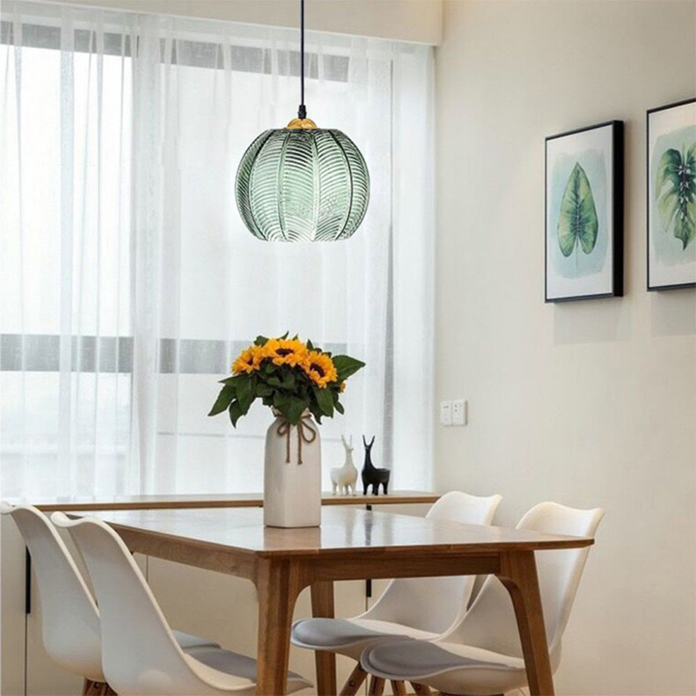 Suspension Moderne en Verre Vert - Liora